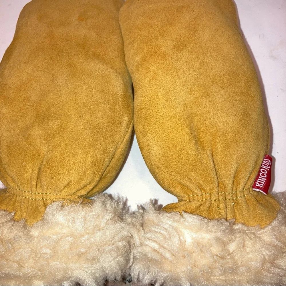 Kinko Kids DEERSKIN Suede Sheepskin Lined BRAND NEW UNISEX Mittens for Kids